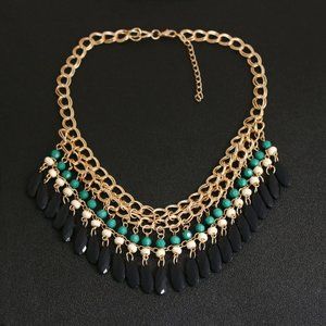 Black green combination choker necklace for women